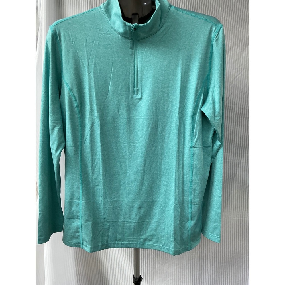 Magcomsen Womens XL Teal Heather UPF 50+ UV Protection Quarter Zip Pullover Top